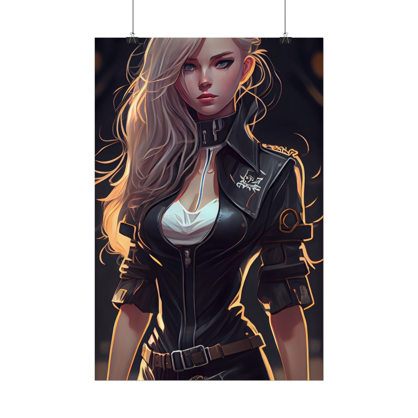 Blonde Female Police Officer: Calm Professional in Hotel Lobby - Poster