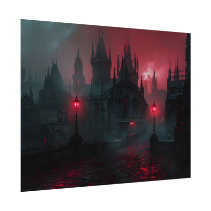 Dark Gothic Cityscape: Misty Twilight Artwork - Poster