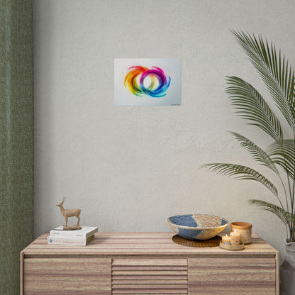 Swirling Colors: Gradient Artwork with Red, Blue, and Yellow Circles - Poster