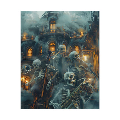 Victorian Lowbrow Skeleton Jazz Band: Dark Artwork - Poster