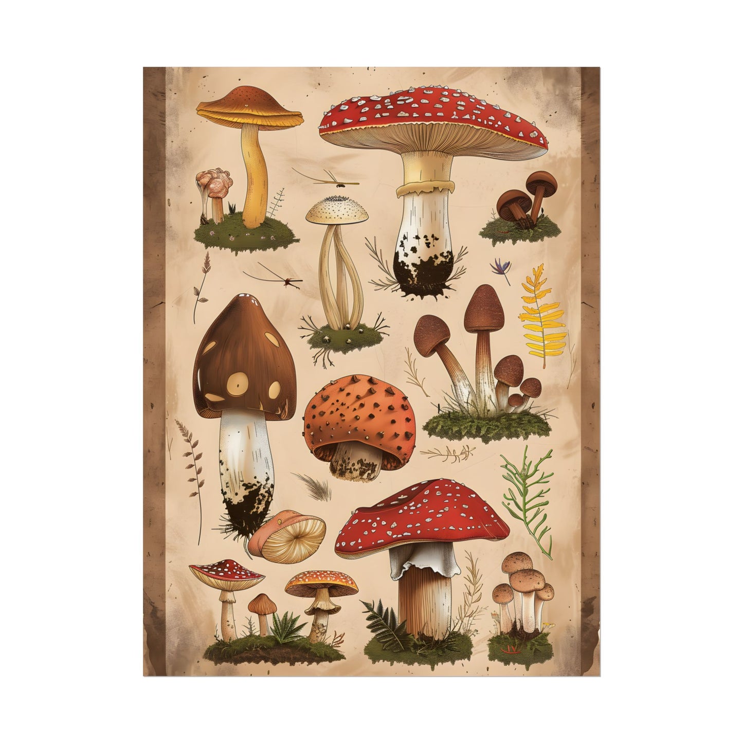 Vibrant Mushroom Species Poster: A Colorful Collection - Poster