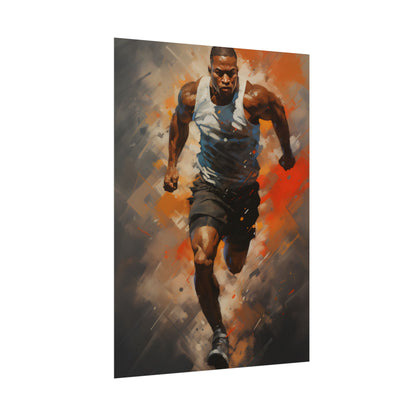 Passionate Athlete in Motion: Dynamic Portrait Artwork - Poster
