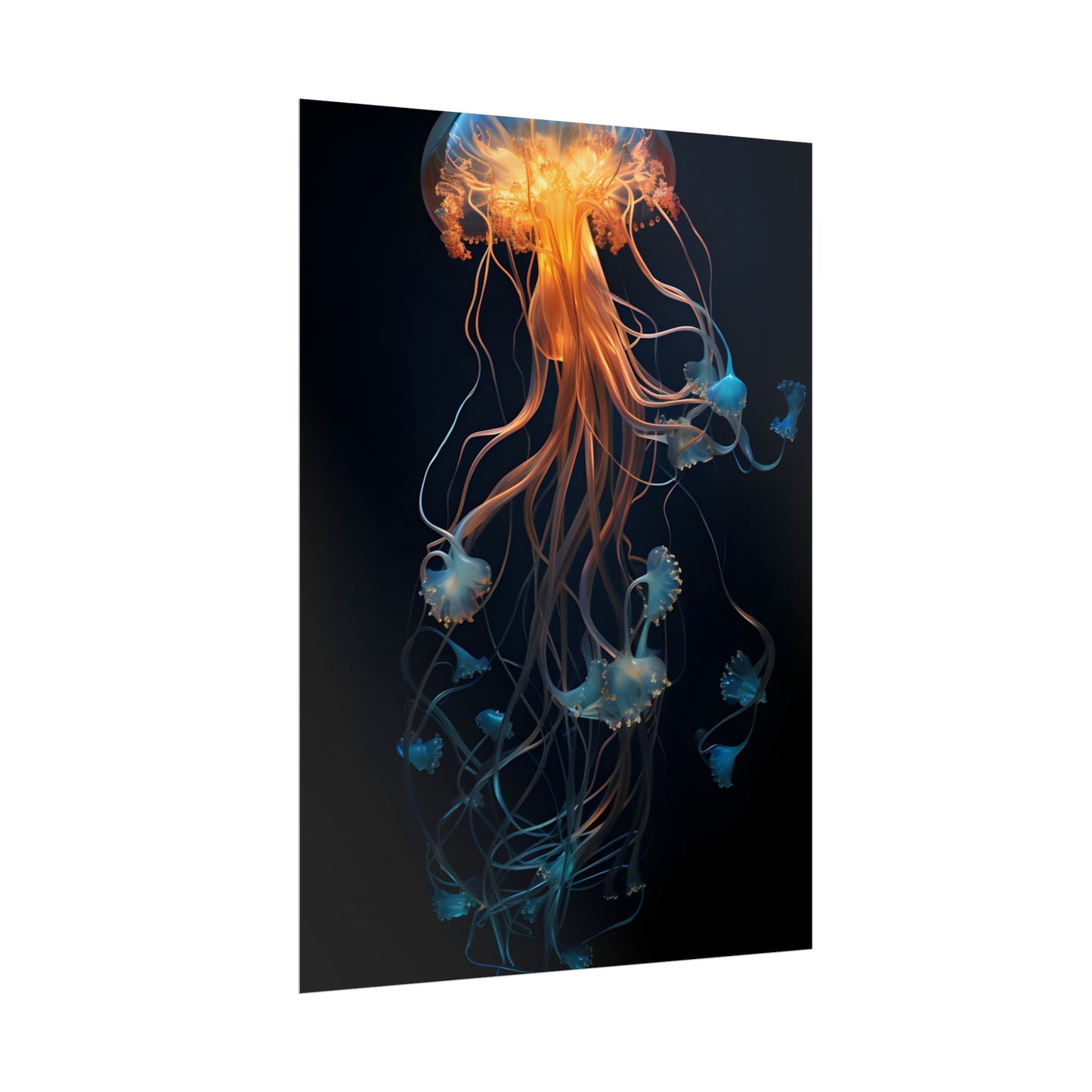 Bioluminescent Oceanic Ballet: Mesmerizing Underwater Scene Artwork - Poster