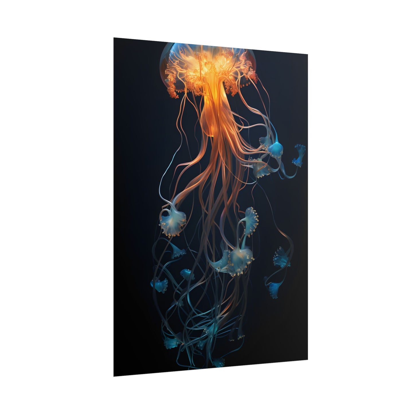 Bioluminescent Oceanic Ballet: Mesmerizing Underwater Scene Artwork - Poster