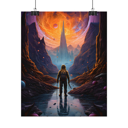 Futuristic Explorer in Wilderness: Sci-Fi Artwork - Poster