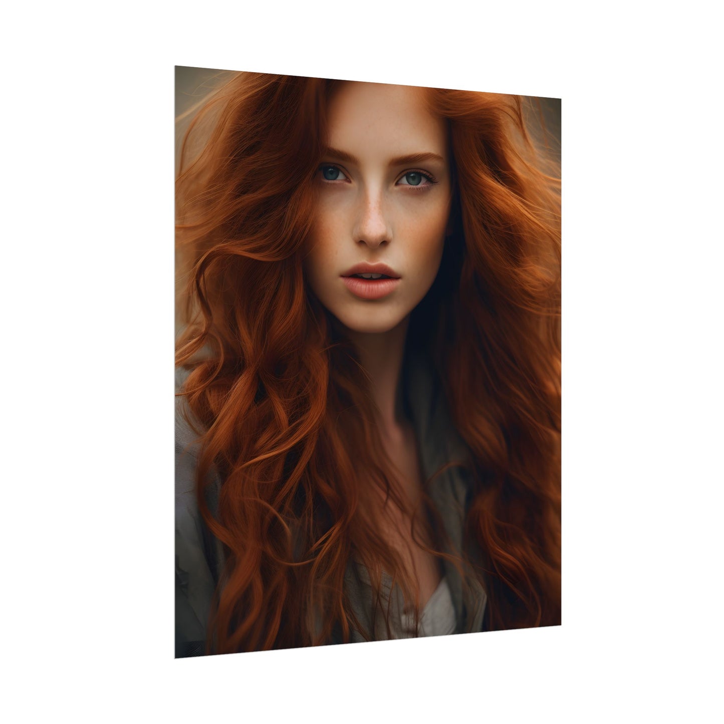 Gorgeous Redhead Woman: Natural Beauty Artwork - Poster