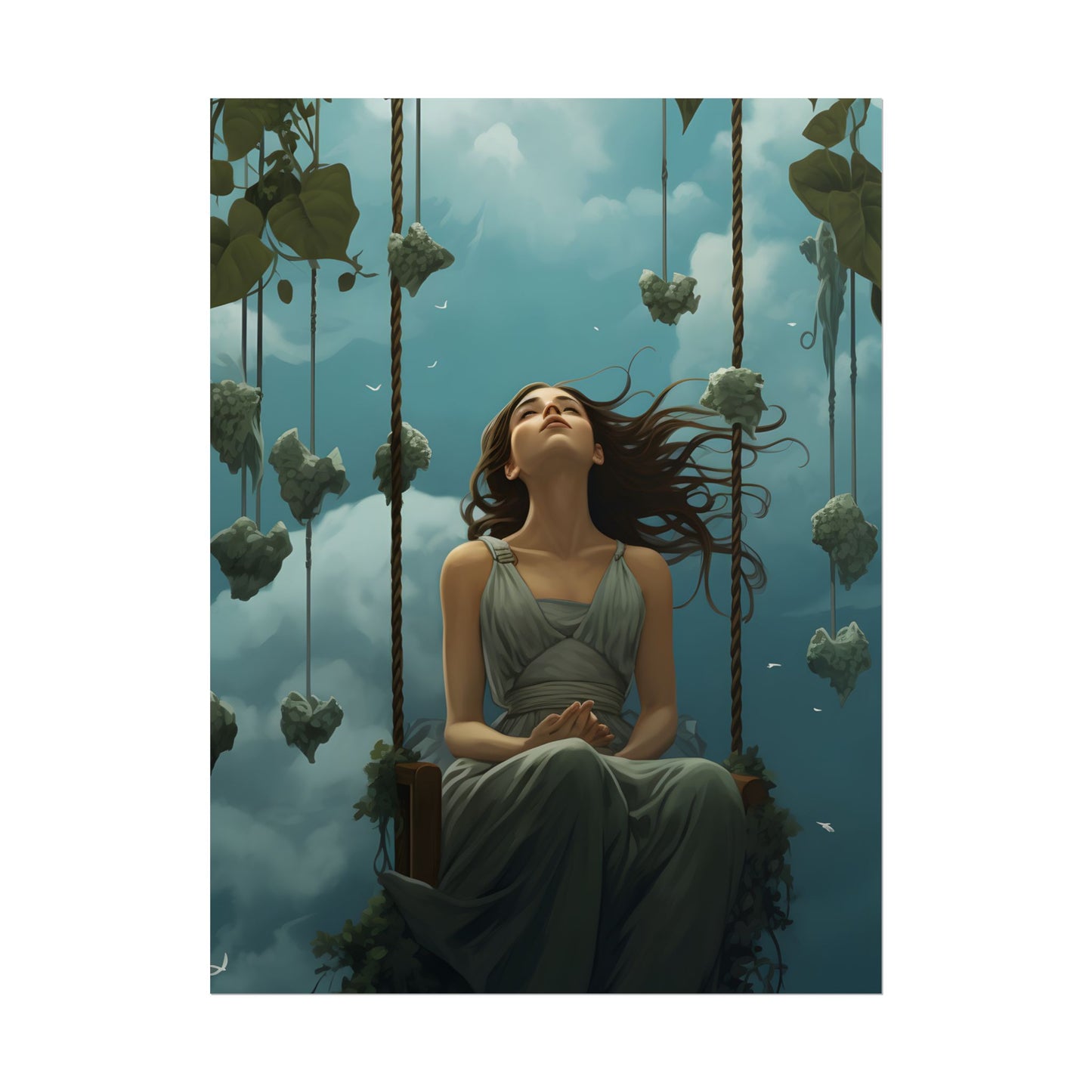 Person at Desk with Laptop: Digital Artwork - Poster
