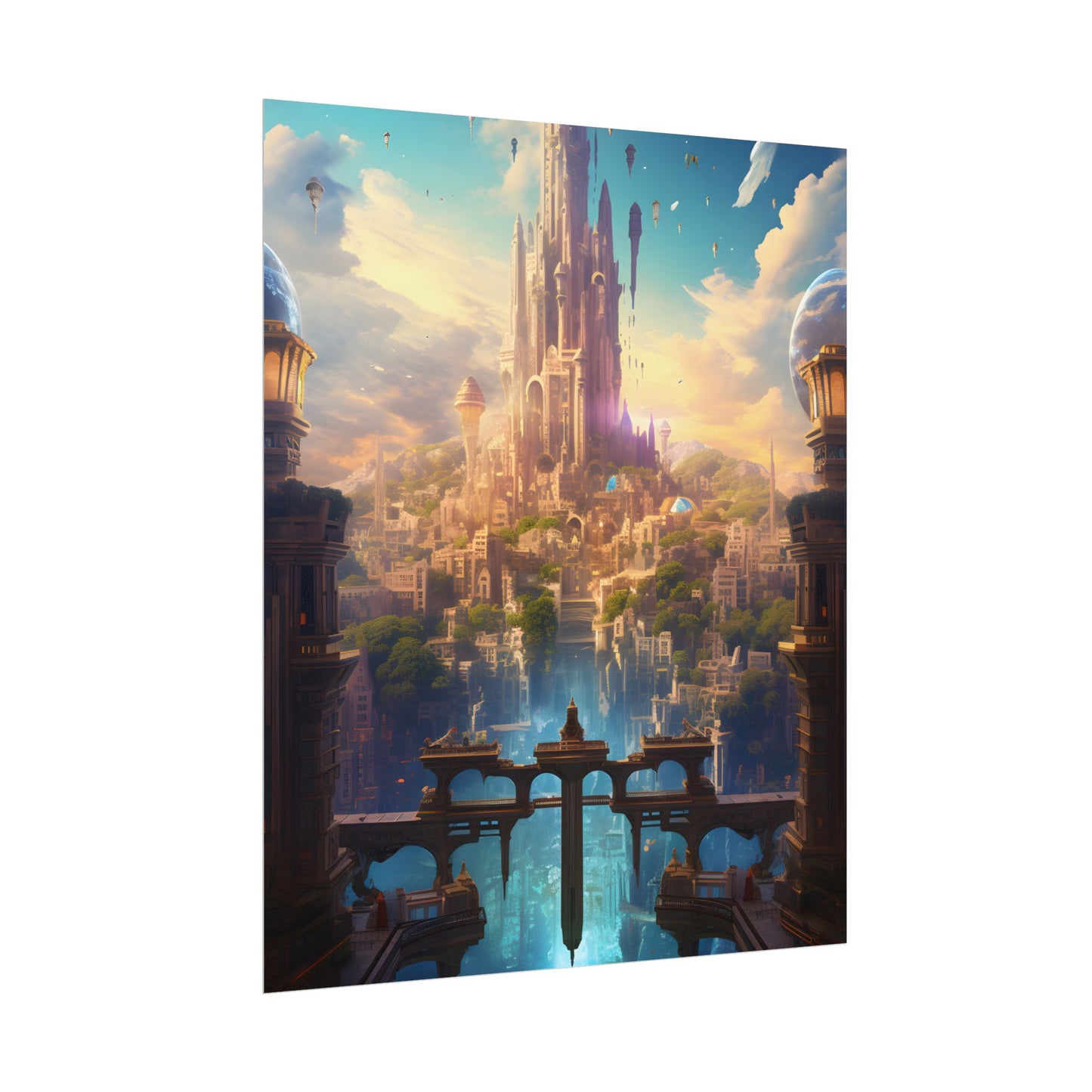 Floating Columbia: Breathtaking Serene Cityscape Artwork - Poster
