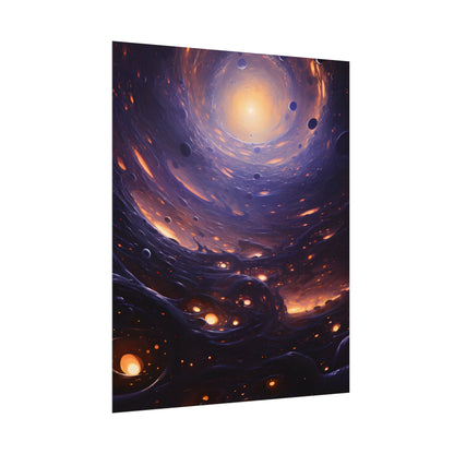 Black Hole Cosmic Encounter: Massive Planet Digital Art - Poster