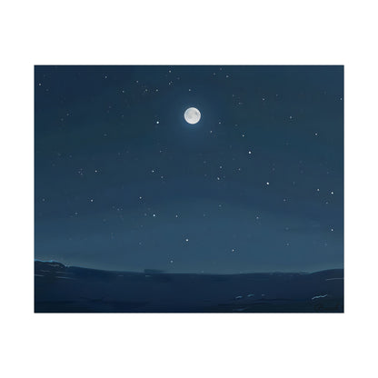 Starry Night Sky: Minimalist Beauty in Blue - Poster