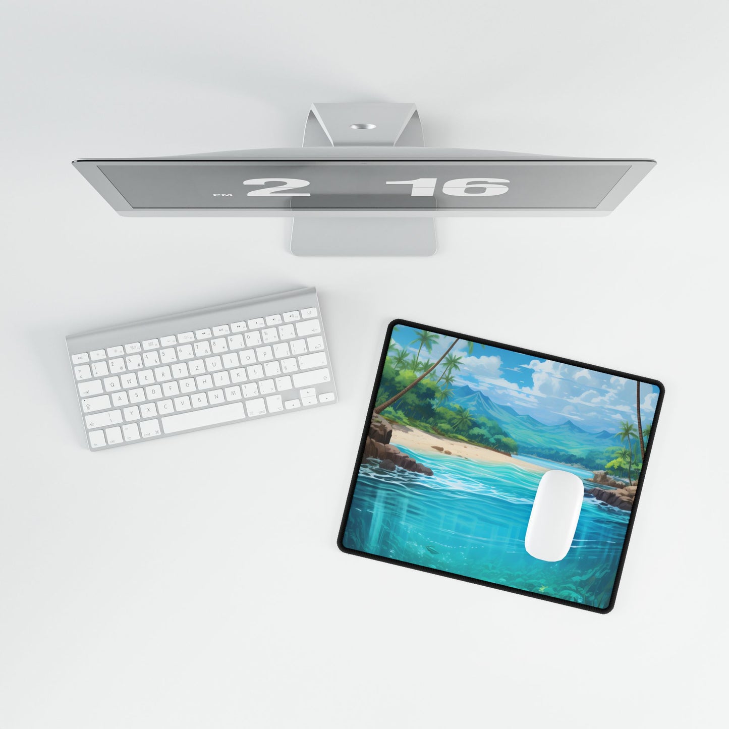 Tropical Paradise Serenity: Tranquil Island Escape Art - Desk Mat