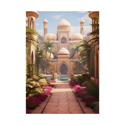 Hidden Arabian Desert Paradise: Serene Oasis Art - Poster