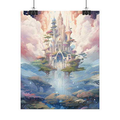 Surreal Floating City in Celestial Fantasy: A Dreamlike Digital Artwork - Poster