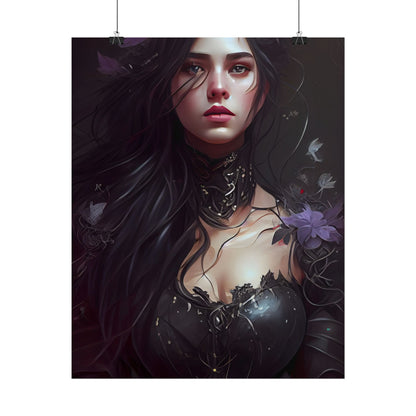 Striking Woman Portrait: Black Hair Artwork - Poster
