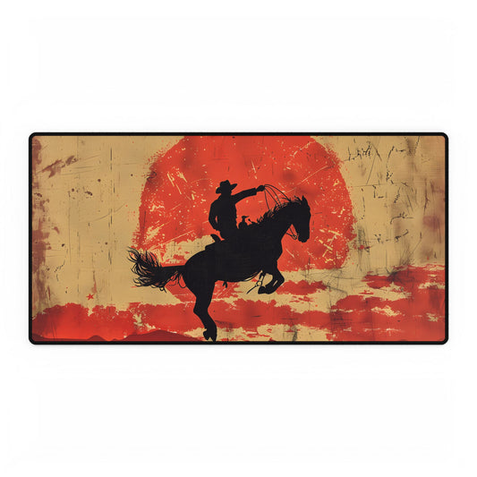 Vintage Rodeo Cowboy: Classic Bucking Bronco Art - Desk Mat