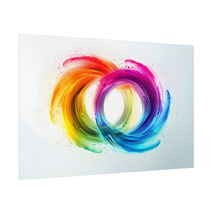 Swirling Colors: Gradient Artwork with Red, Blue, and Yellow Circles - Poster