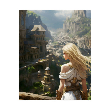 Dramatic Anime Blonde: Flying Female Digital Art - Poster