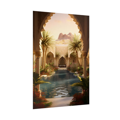 Serene Desert Oasis Art: Arabian Nights-Inspired Print - Poster