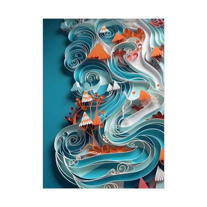 Paper Quilled Canyon Landscape: Natural Desert Artwork - Poster