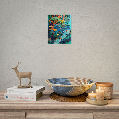 Vibrant Paper Quilling Beach Landscape: Relaxed Summer Art - Poster
