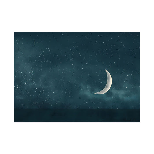 Minimalist Night Serenade: Blue-Gray Sky Artwork - Poster