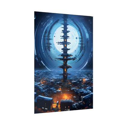 Aetherial Space Station: Low Earth Orbit Digital Art - Poster