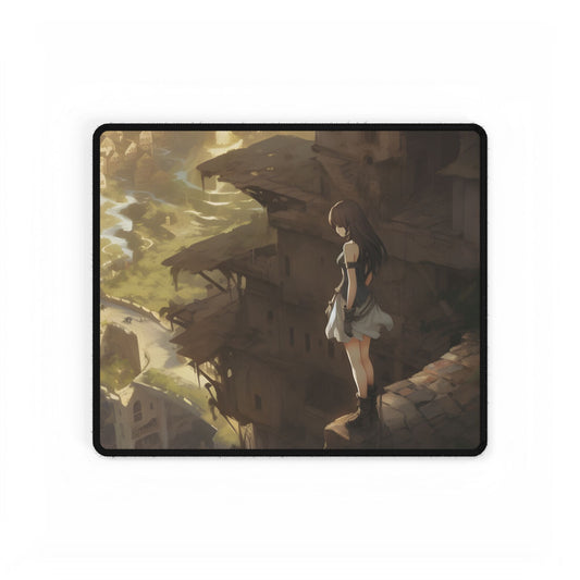 Anime Bird in Flight: Feathered Friend Soaring Through Air - Desk Mat