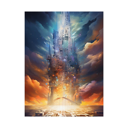 Vibrant Cyber Dreamscape: Abstract Digital Artwork - Poster