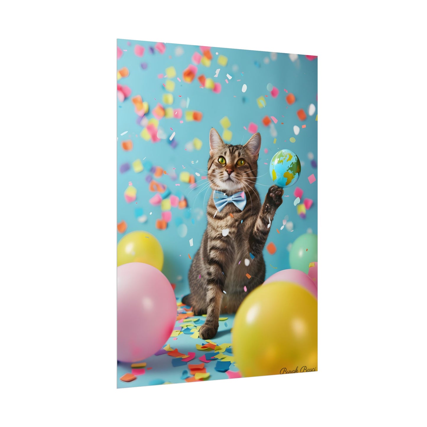 Whimsical Cat in Bow Tie: Close-Up Art Print - Poster