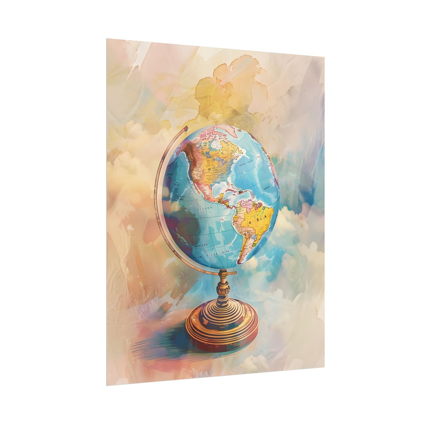 Vintage Globe Adventure: 80 Iconic Landmarks on a Classic Map - Poster