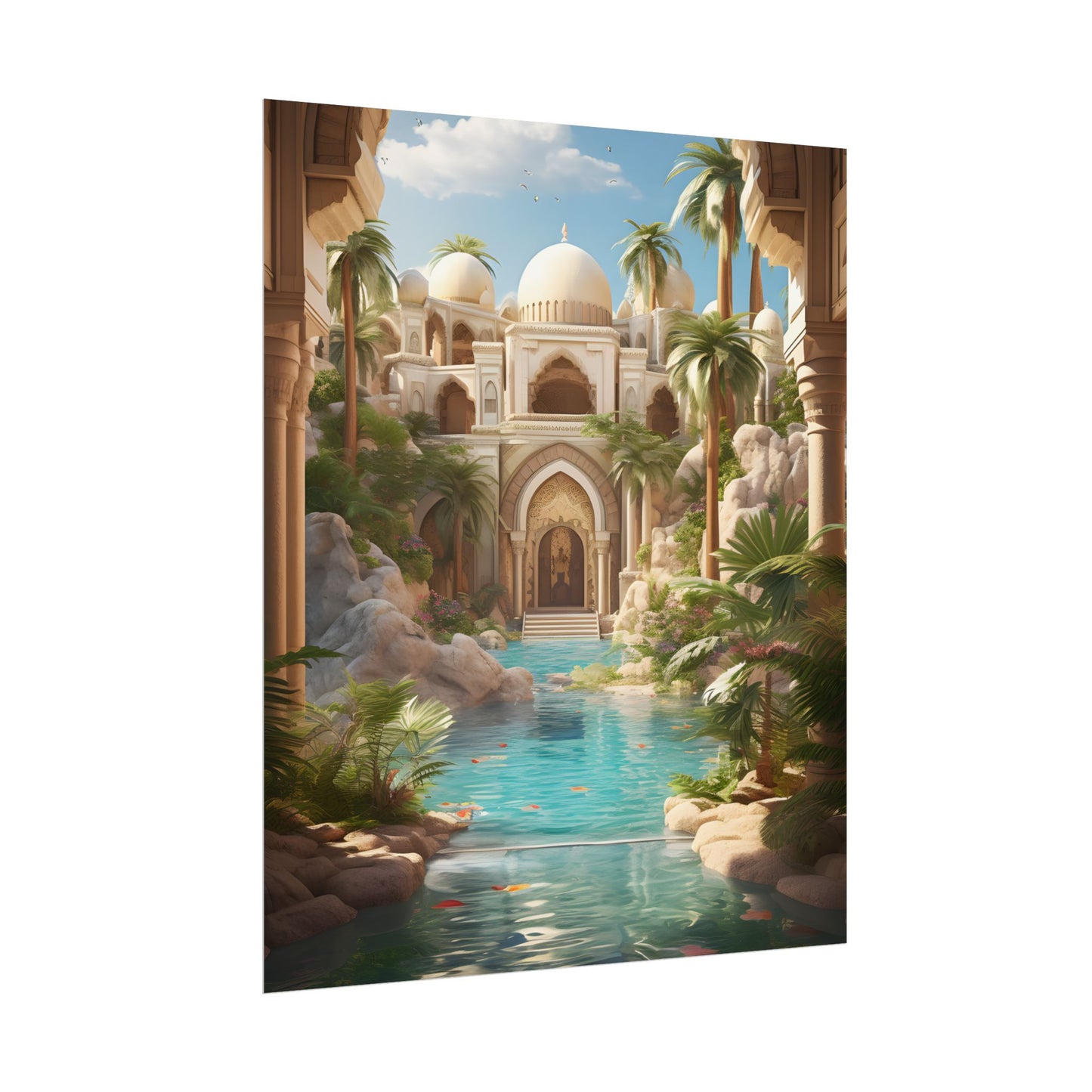 Serene Desert Oasis: Arabian Nights-Inspired Artwork - Poster