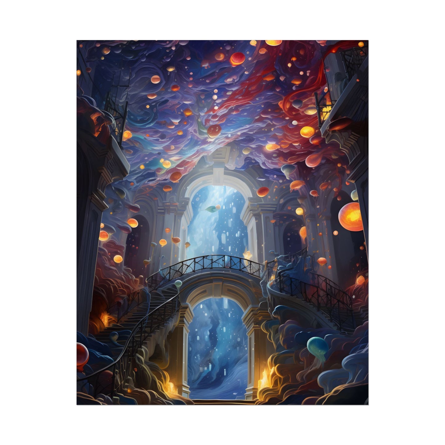 Celestial Art Gallery: Atmospheric Interior Space - Poster
