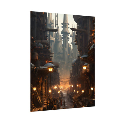 Post-Apocalyptic Steampunk City: Dystopian Artwork - Poster