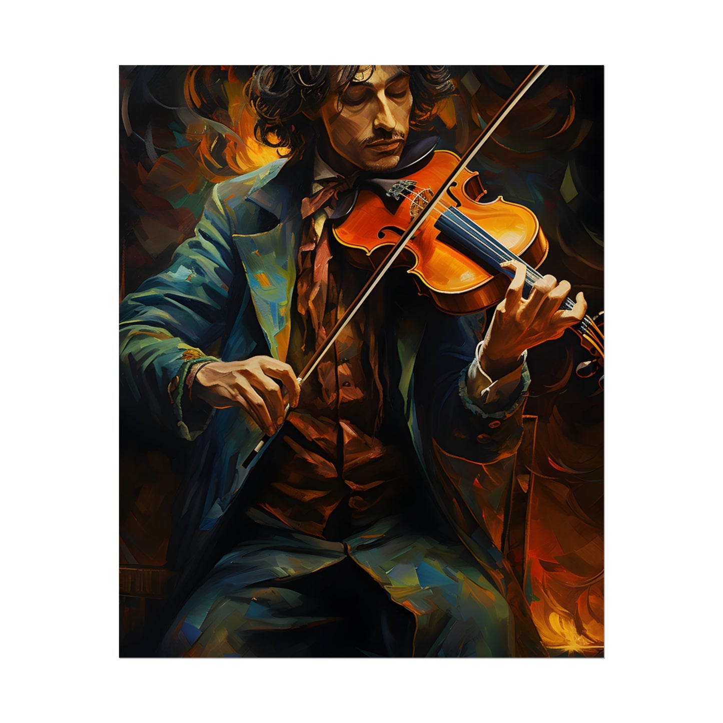 Mysterious Musician at Piano: Moody Portrait - Poster