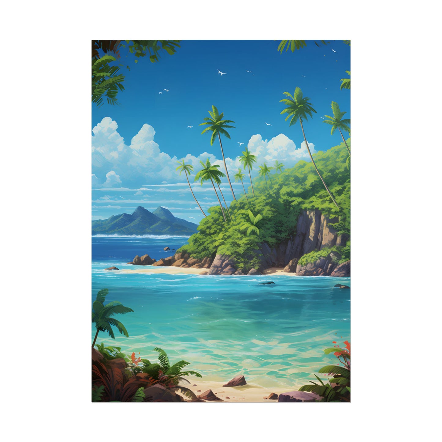 Tranquil Tropical Paradise: Calming Island Scene Art - Poster
