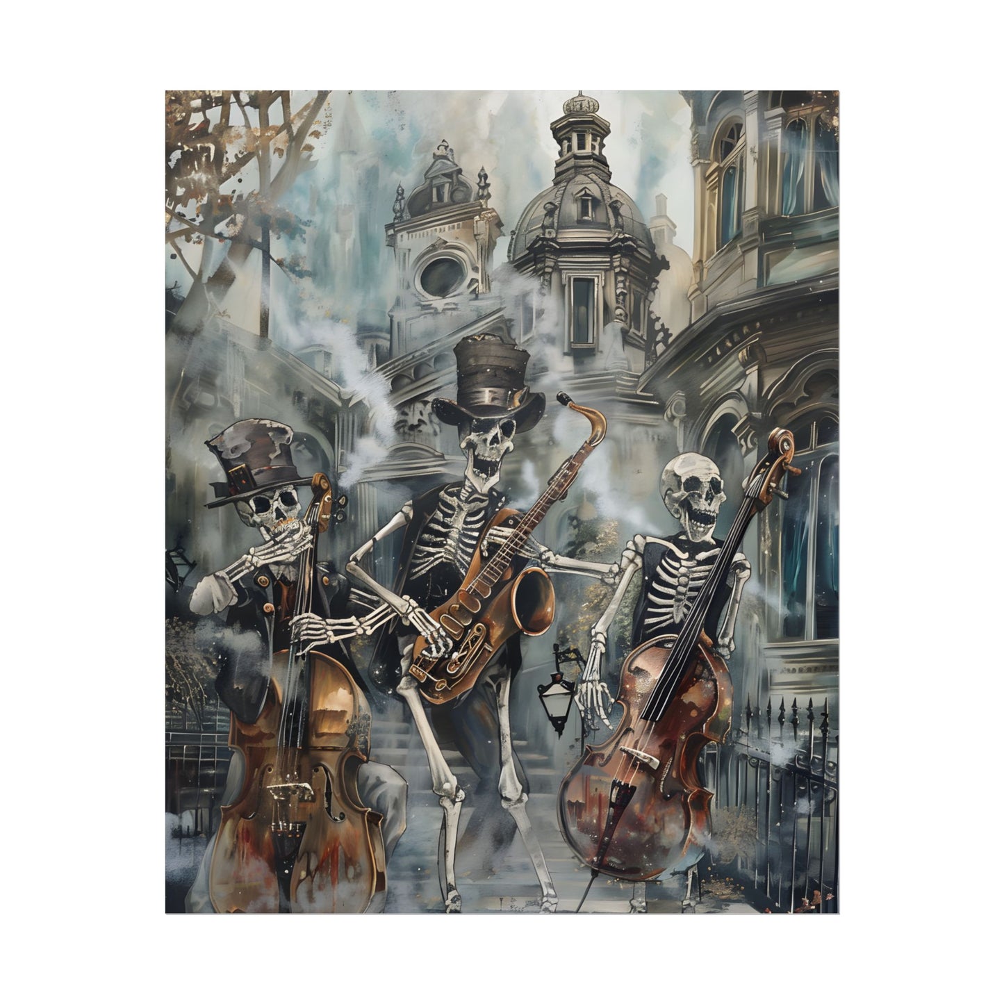 Victorian Lowbrow Jazz: Skeleton Band in Artistic Swing - Poster
