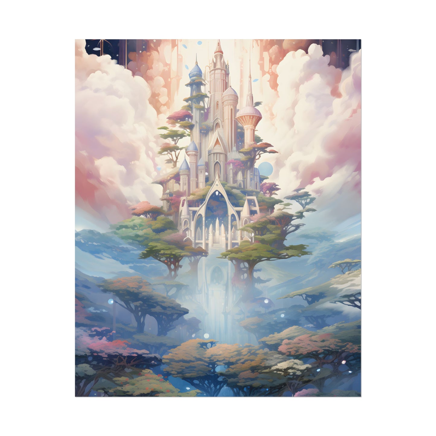 Surreal Floating City in Celestial Fantasy: A Dreamlike Digital Artwork - Poster