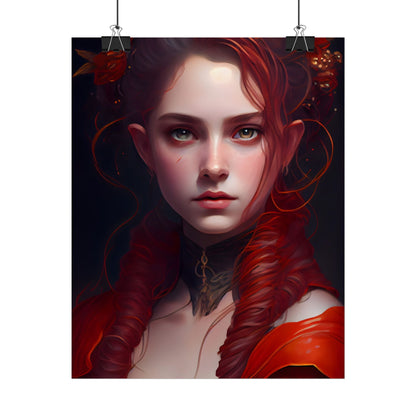 Redhead Portrait: Vibrant Dress Artwork - Poster
