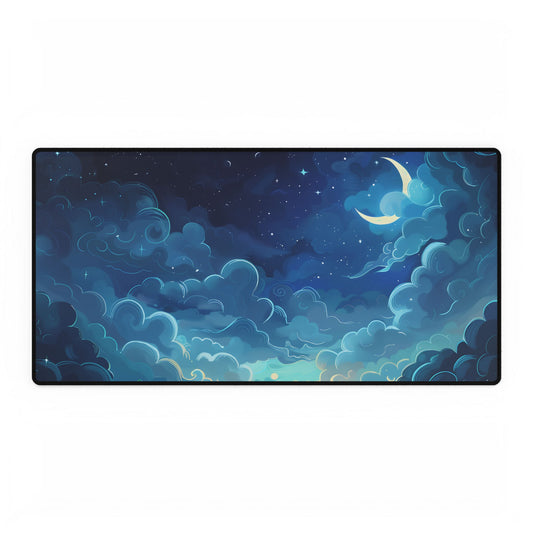 Whimsical Dreamy Night Sky: Bird in Flight Digital Art - Desk Mat