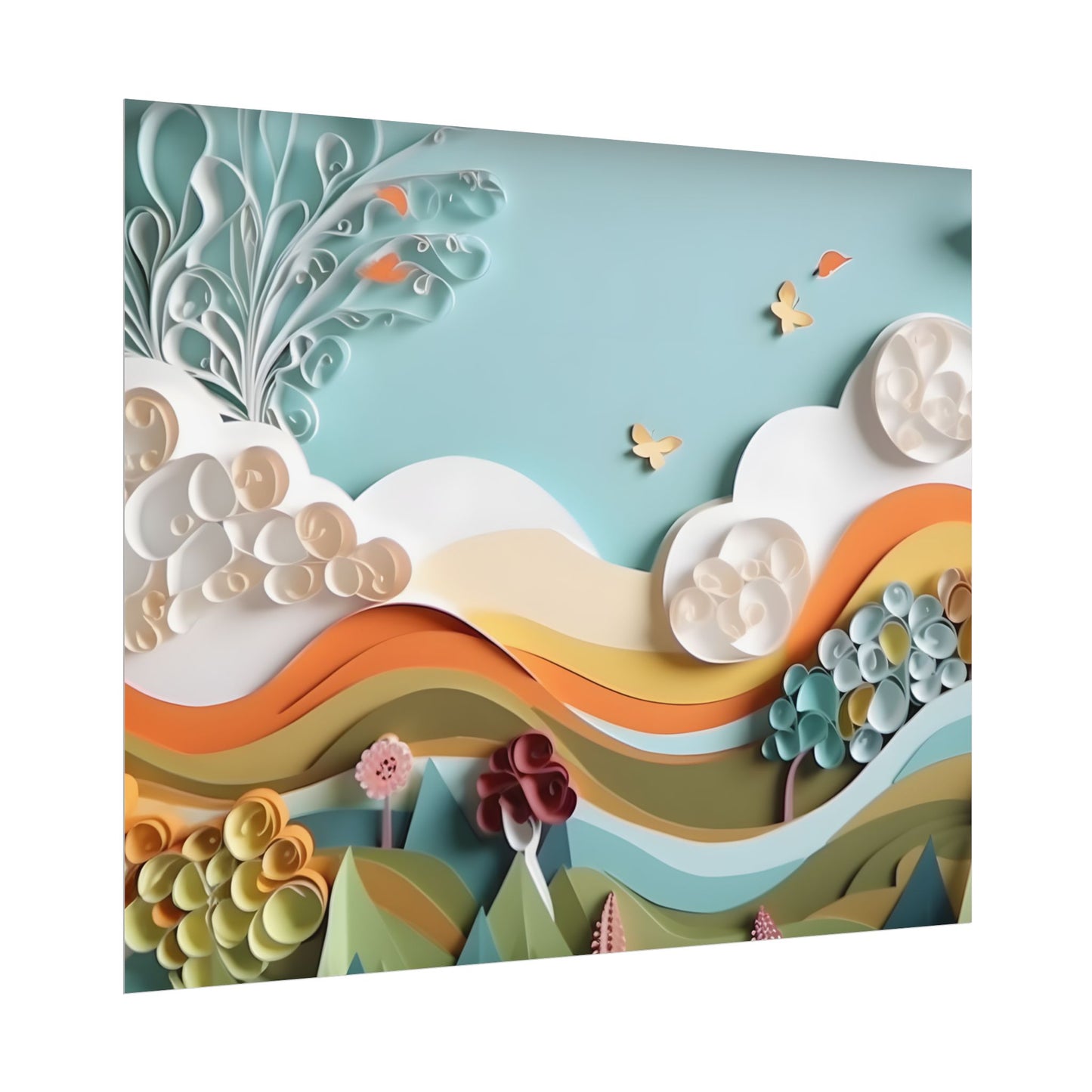 Peaceful Beach Serenade: Paper Quilling Art - Poster