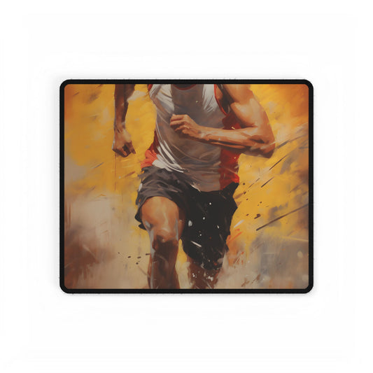 Focused Athlete: Intense Moment in Action - Desk Mat