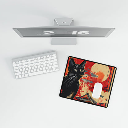 Whimsical Cat: Unconventional Smoking Scene - Desk Mat