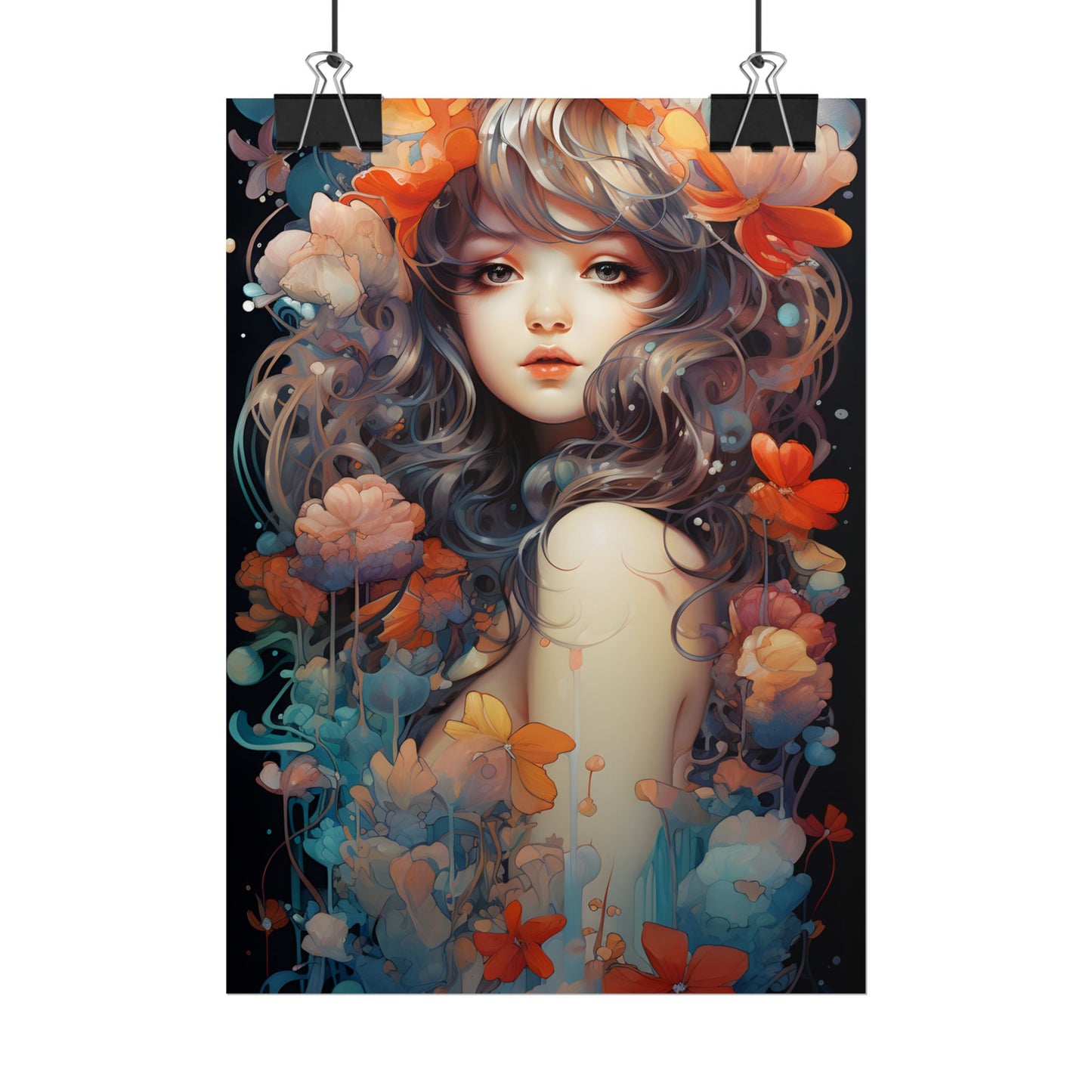 Peaceful River Garden: A Tranquil Landscape with Roses - Poster