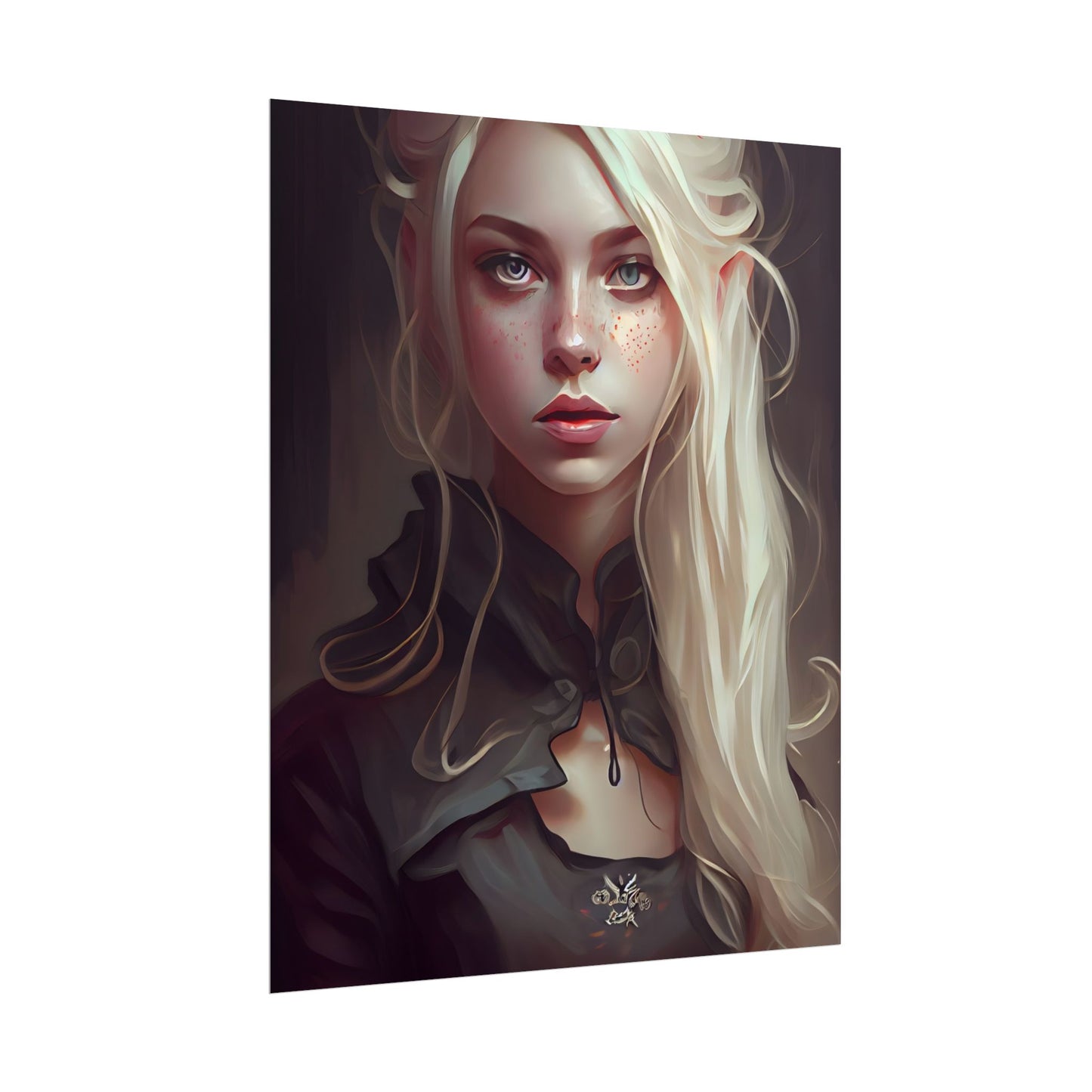 Blonde Portrait: Elegant Woman in Black Dress - Poster