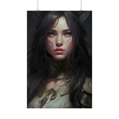 Vibrant Red Portrait: Dynamic Female Artwork - Poster