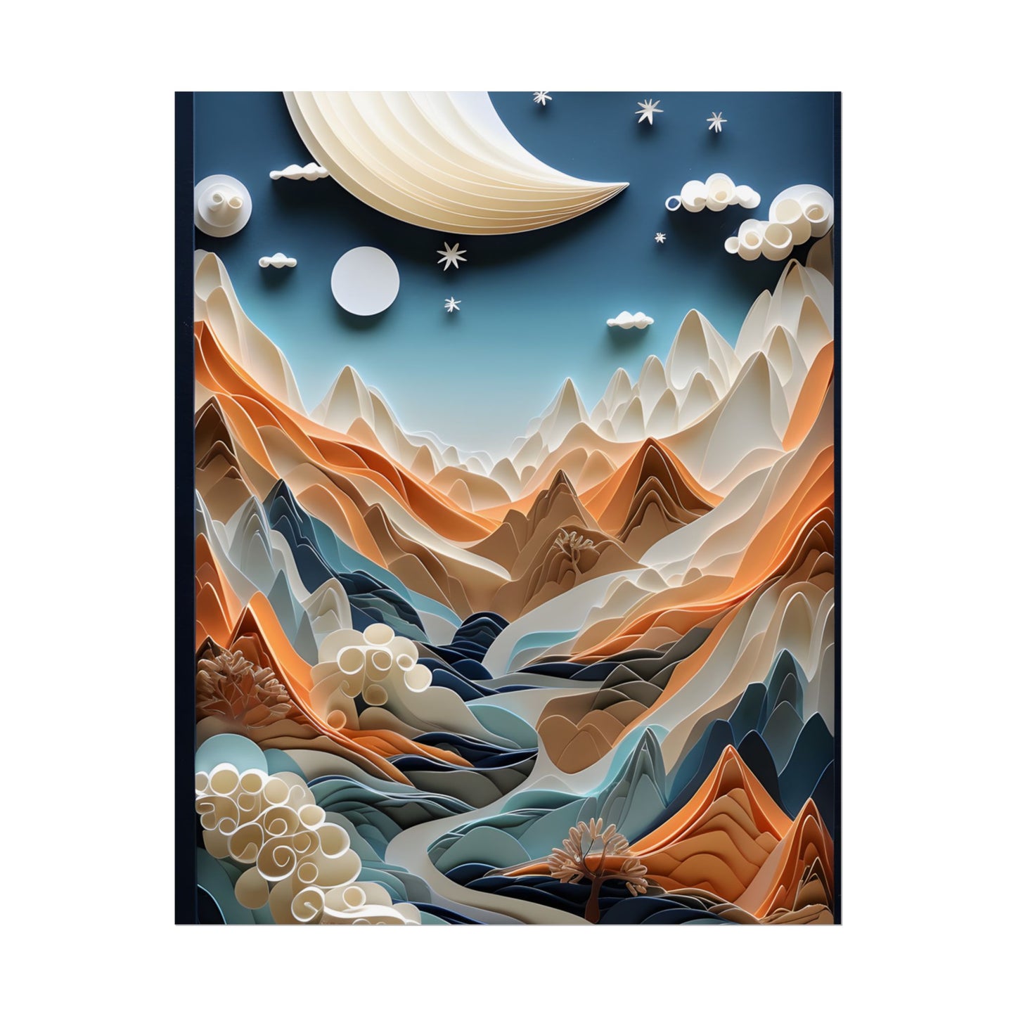 Vibrant European Quilled Landscape: Intricate Paper Art - Poster