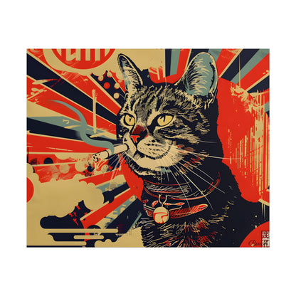 Whimsical Urban Wildlife: Cat Art in a Bolstered Setting - Poster