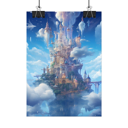 Floating City in Celestial Fantasy Realm: Dreamlike Digital Art - Poster