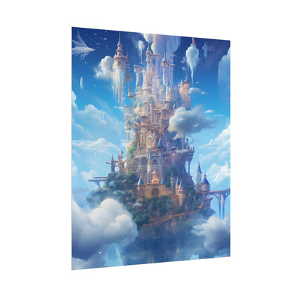 Floating City in Celestial Fantasy Realm: Dreamlike Digital Art - Poster