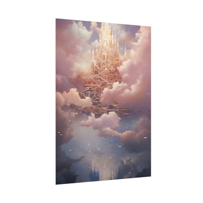 Celestial Fantasy Floating City: Digital Artwork - Poster